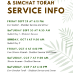 Sukkot, Sh'mini Atzeret and Simchat Torah Service Information